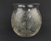 1920 1930s René Lalique crystal glass vase Tehran with bird decor Art Deco glass 1920s 1930s glass art
