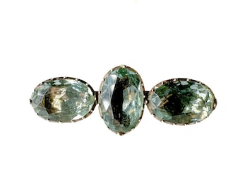 Early 19th Century gold brooch with faceted paste glass stones jewelry with aquamarine blue color around 1810s-1830s