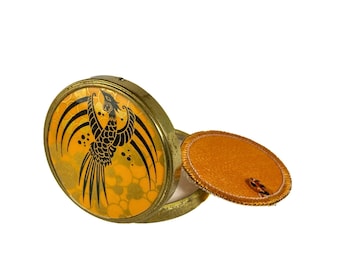 Vintage Art Deco powder compact beautiful phoenix motif around 1920s–1930s, with Durdilly powder vintage powder box – collector's item