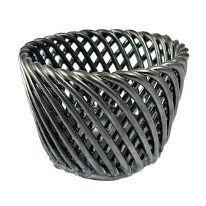 Vintage Mürztaler Volkskeramik Cache pot VK Austria, Braided Ceramic Graphite Grey, Flower pot holder, Diameter 12 cm