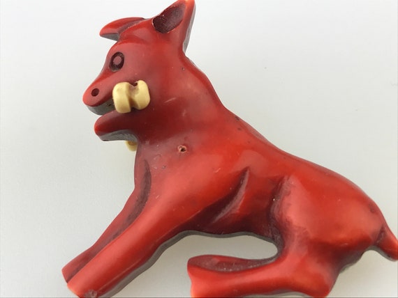 Very rare Art Deco Bakelite dog brooch 1930s 1940… - image 5