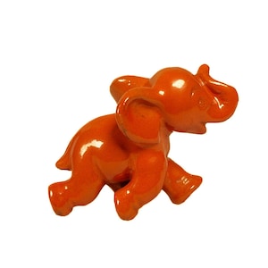 Possibly Gmunden 1920s 1930s lucky elephant orange glaze ceramic elephant art deco animal figurine art pottery