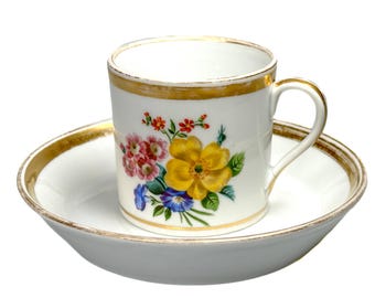 1838 Vienna cup with saucer porcelain Austria Biedermeier 19. Century 1830s