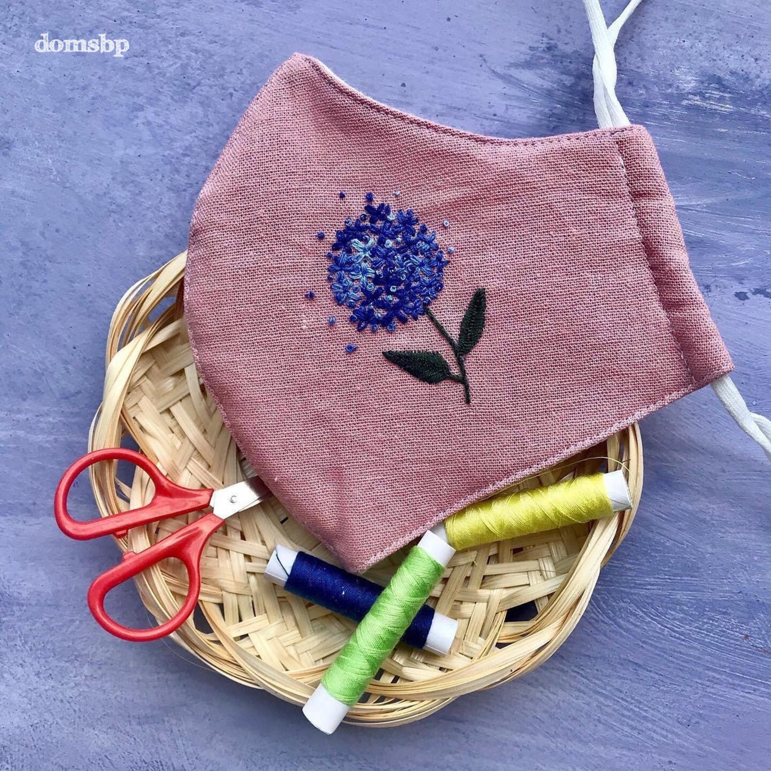 Embroidered threelayers linen mask ribbon jessecmault masks  etsy