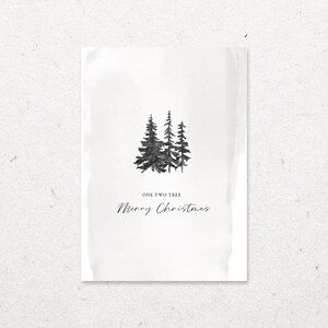Postkarte Weihnachten "One Two Tree"; Grußkarte A6; dickes Papier; beige; Weihnachtskarte