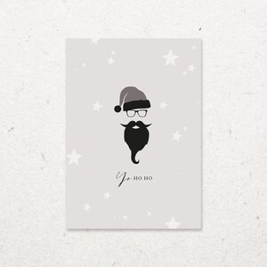 Postkarte Weihnachten "Yo Ho Ho"; Grußkarte A6; dickes Papier; beige; Weihnachtskarte