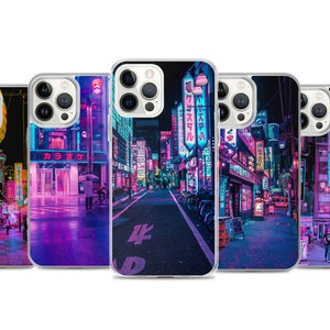 Neon Tokyo Cyberpunk Giapponese Night Phone Case Cover estetica adatta per iPhone 13 Pro Max, Pro, Mini, 12, 11, XR, XS, X, 8, 7