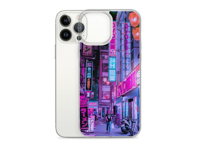Neon Tokyo Cyberpunk Japanese Night Phone Case Aesthetic Cover fit for iPhone 13 Pro Max, Pro, Mini, 12, 11, XR, XS, X, 8, 7 5. Tokyo 24h