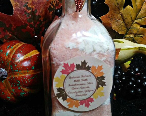 Autumn Release Milk Bath Salts with Leaf Charms