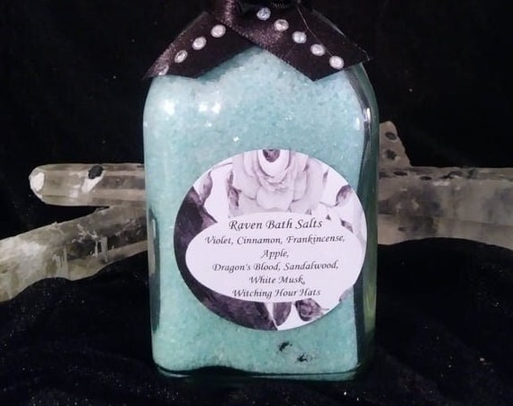 Raven Bath Salts with Black Obsidian Chips ~ 10 ounces