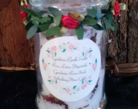 Goddess Bath Salts with Rose Quartz Chips ~ 6 ounces