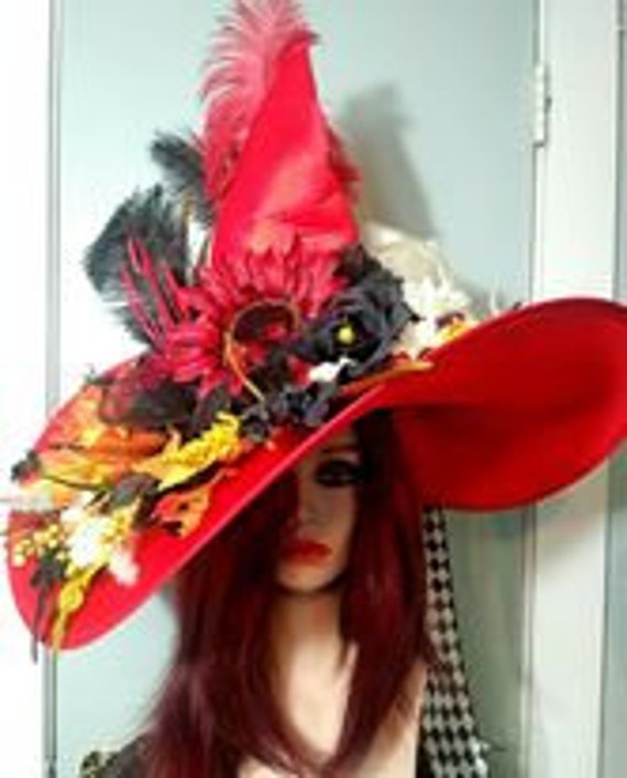 Fire Goddess Large Brimmed Witch Hat ~ OOAK