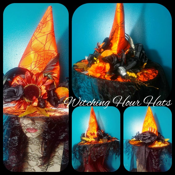 All Hallows Eve Orange Witch Hat ~ OOAK