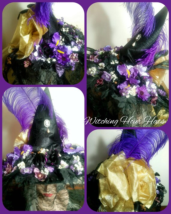 Arsenic and Old Lace Veiled Witch Hat ~ OOAK