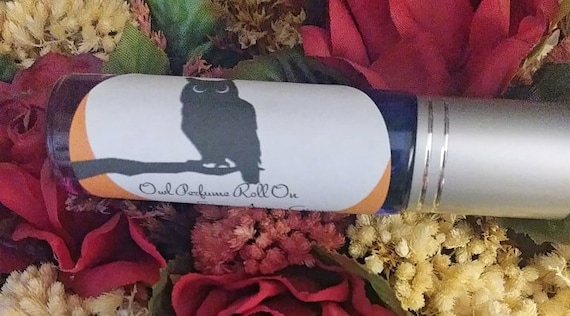 Owl Perfume Roll-On with Moonstone & Labradorite chips
