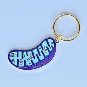 Gold Mitochondria Keychain - Cell Biology Keyring, Perfect Science Gift for Teachers, Scientists, STEM Fans, and Students