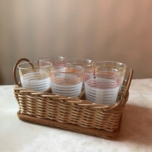 French Vintage Woven Wicker Basket With Dividers for 12 Glasses, 12  Compartment Glass Holder With Handle, Rustic Glasses Basket 
