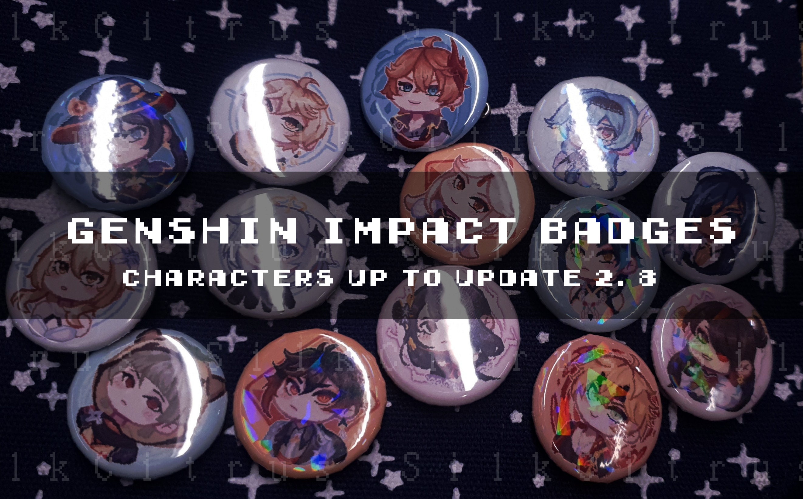 Genshin Impact Buttons Badge Pin Back, Genshin Impact Buttons Pin
