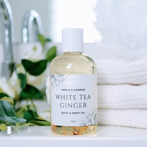 White Tea Ginger Body Oil | Fragranced Body Oil |  Bath and  Body Oil | Self Care | Spa Gift |  Nourishing Body Oil | Bridesmaid Gift