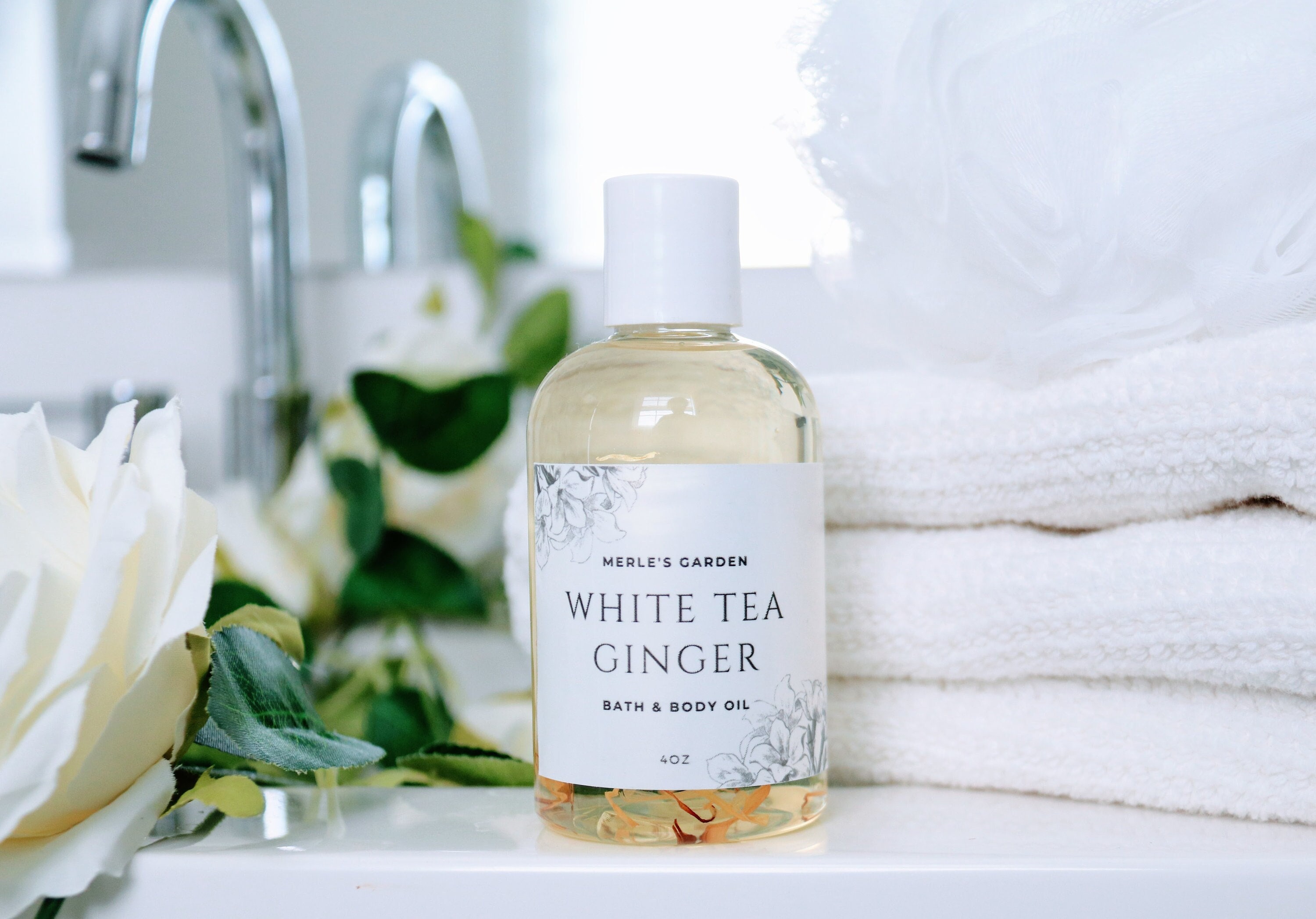White Tea Ginger Body Oil Fragranced Body Oil Bath and Etsy
