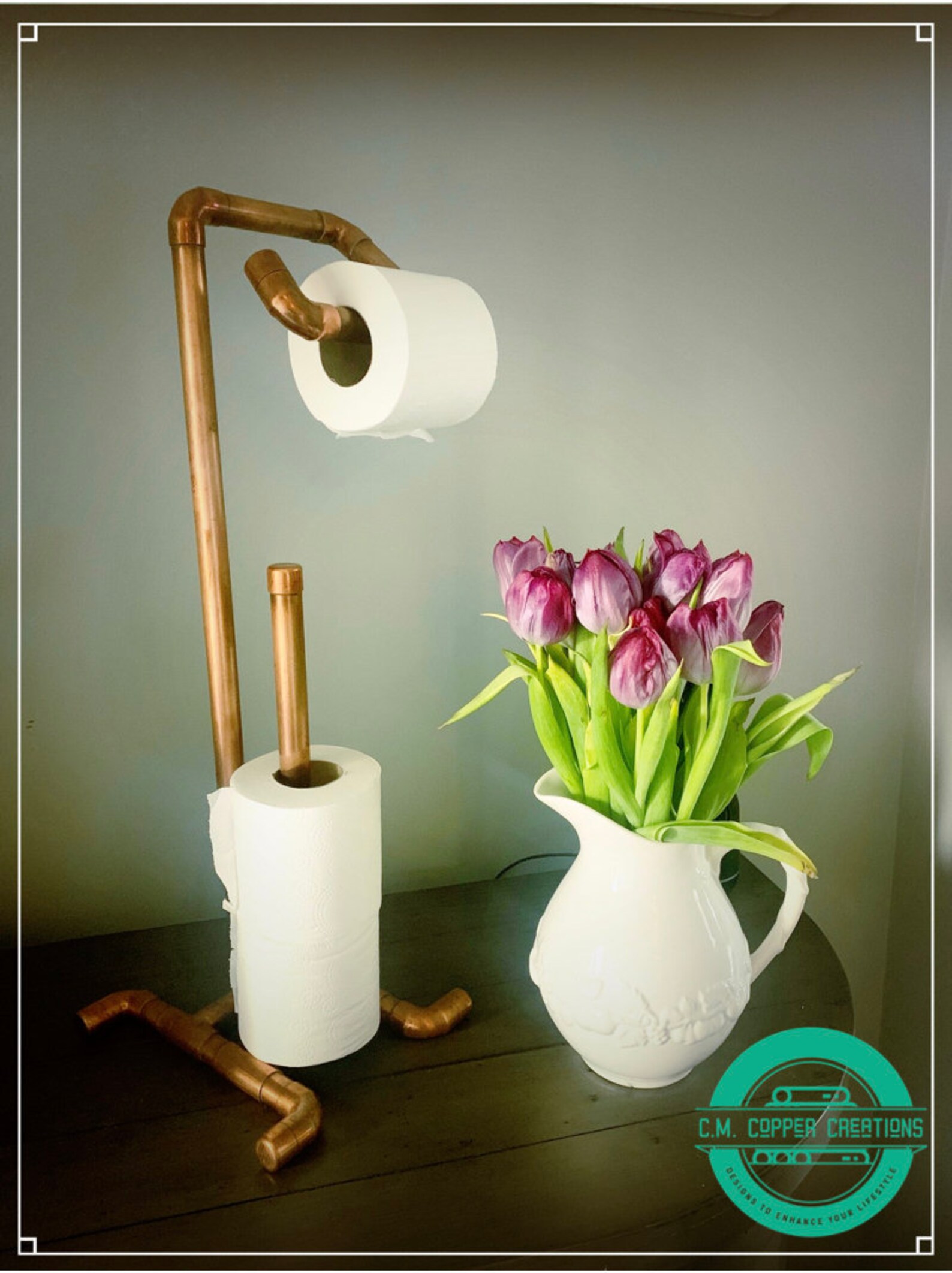 Copper Upright Toilet Roll Holder Etsy