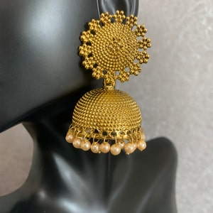 Gold Plated Pearl Jhumki Earrings