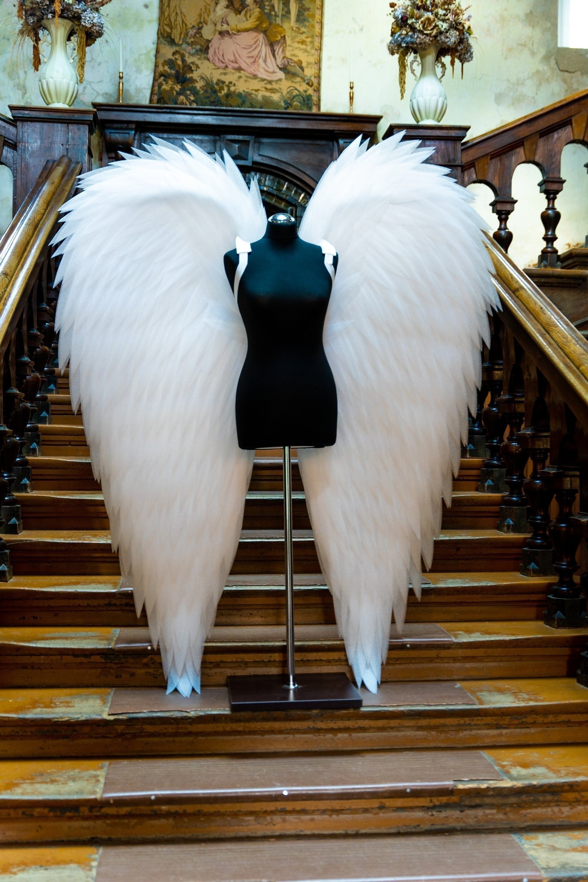 Sunboom Angel Wings Costume White Angel Wings for Kids Girls Black Angel Wings Adult Women