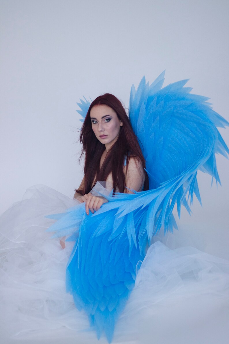 Blue Angel Wings Costume Feathers Wings Costume Etsy