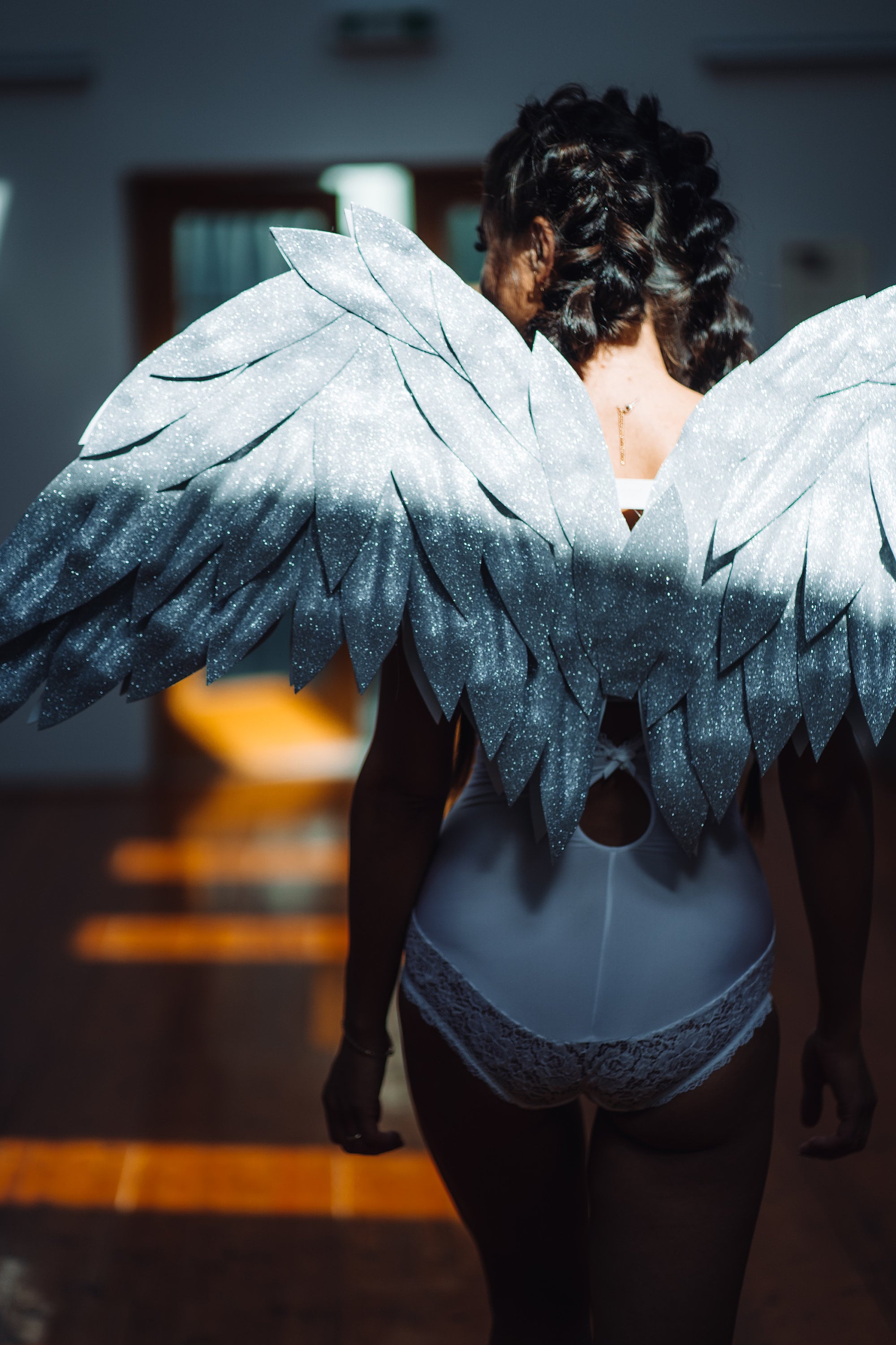 Large Gold Angel Wings Costume, Glitter Wings Costume for