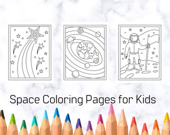 Space Coloring Pages for Kids- Printable Space Themed Coloring Pages for Kids