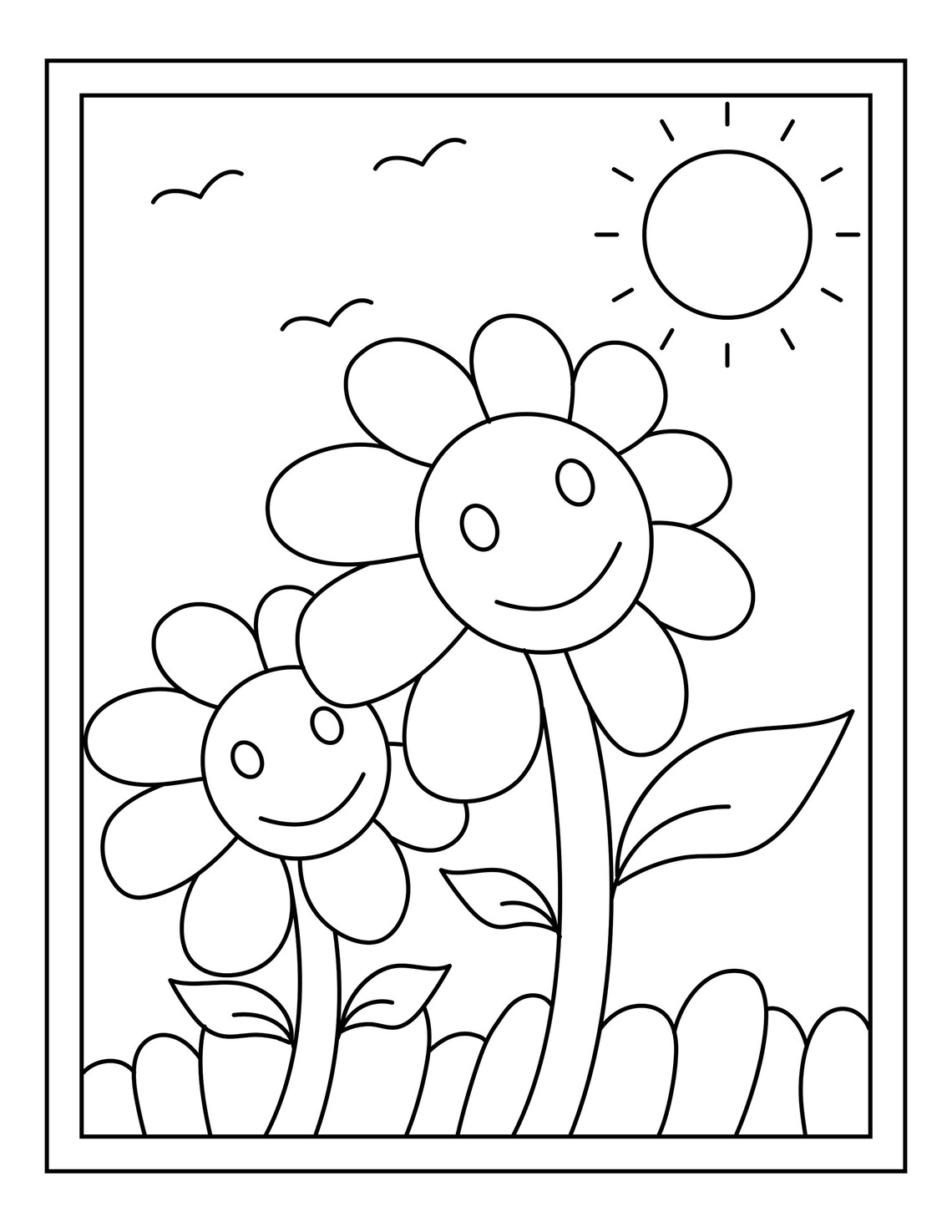 Springtime Coloring Pages For Kids Printable Coloring Pages Etsy