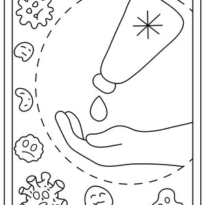 germ/ hand washing coloring pages for kids printable