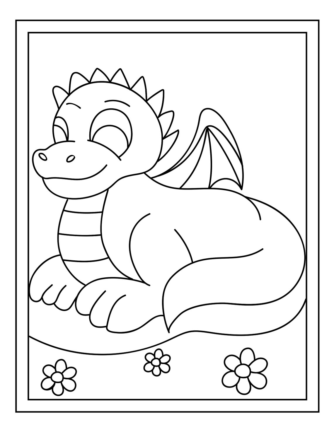 Cute Dragon Coloring Pages for Kids Cute Printable Coloring - Etsy UK