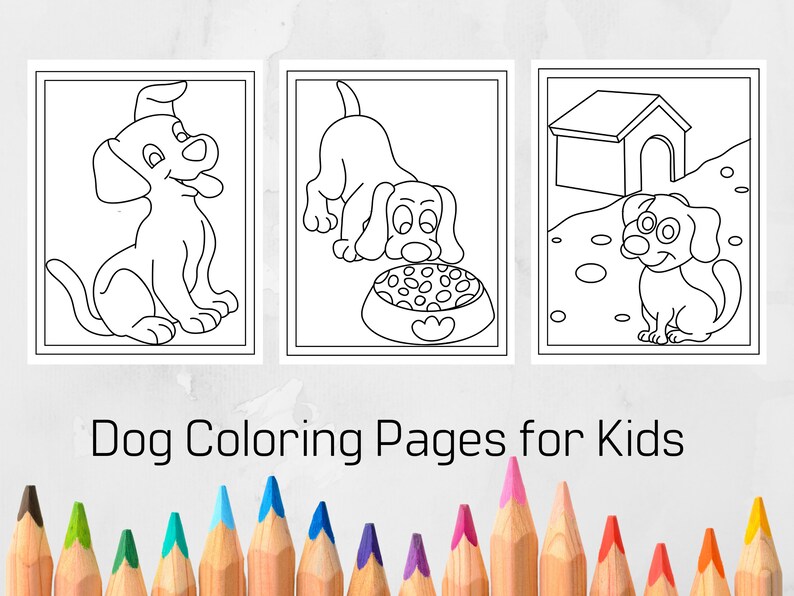 cute dog and puppy coloring pages for kids cute printable etsy