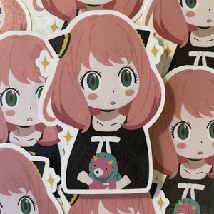 Anime stickers, anya inspired sticker, family spy stickers, cute stickers, laptop stickers, kawaii stickers, manga stickers.
