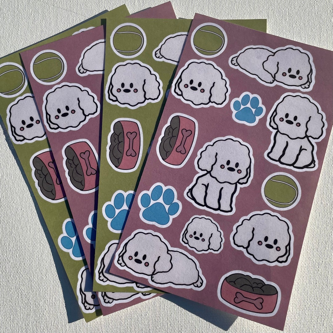 Cute Puppy Sticker Sheet, Kawaii Stickers, Dog Stickers, Stationery ...