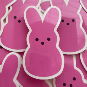 Pink bunny peep sticker, cute bunny stickers, Easter stickers, spring, water bottle stickers, laptop stickers, kawaii stickers, waterproof