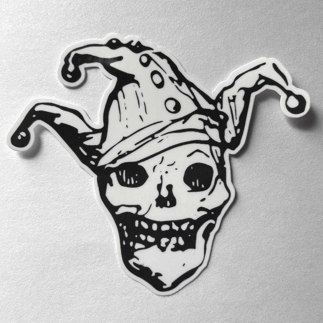 Jester Sticker Jester Skeleton Skull Sticker, Clown Skull, Vintage Skeleton Art, Goth ...
