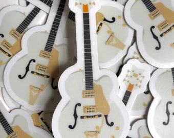 White falcon guitar sticker, rock, musician stickers, music lover, electric guitar stickers, waterproof stickers