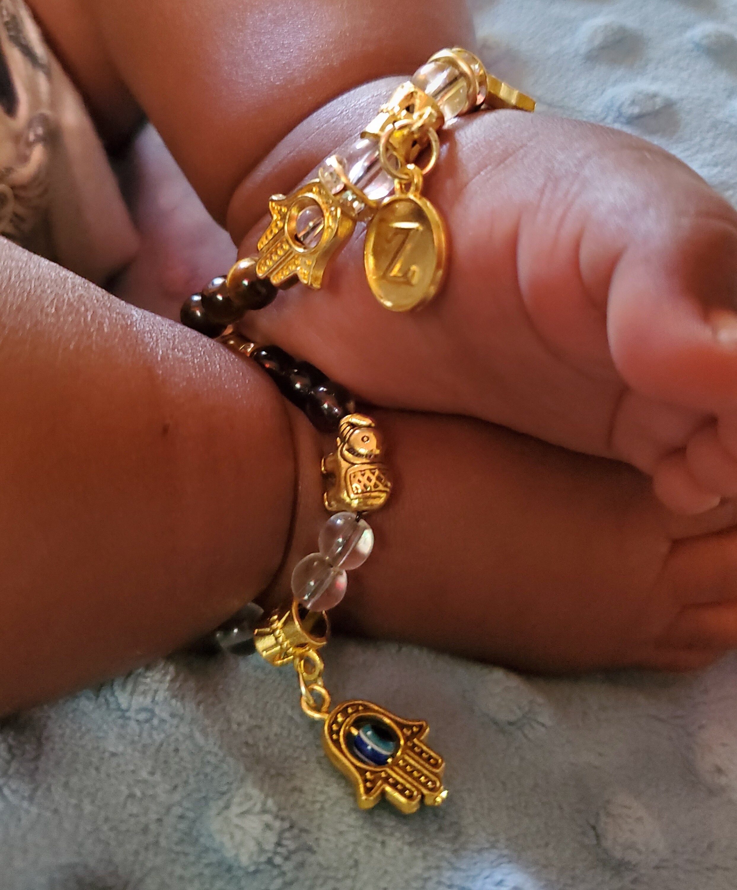 AddOn Pair Handmade Gold Beaded Protection Anklet for Baby Etsy