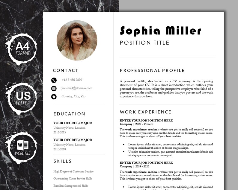Resume With Headshot CV Template Resume CV Resume for Word Etsy Resume With Headshot CV Template Resume CV Resume for Word Etsy