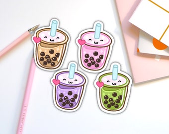 Kawaii Colorful Boba Sticker - for water bottles, laptops and more