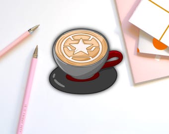 Winter Soldier / Bucky Barnes Latte Sticker - water bottles, laptops, etc.