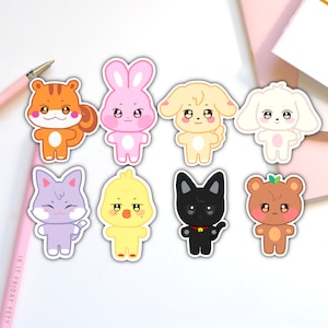 Aniteez Stickers (8 piece set) - Ateez (JJOONGrami, DDEONGbyeoli, TYUdeongi, HETmongi, SANdeoki, bbyongMING, WOOYOnyang, JJONGbear)