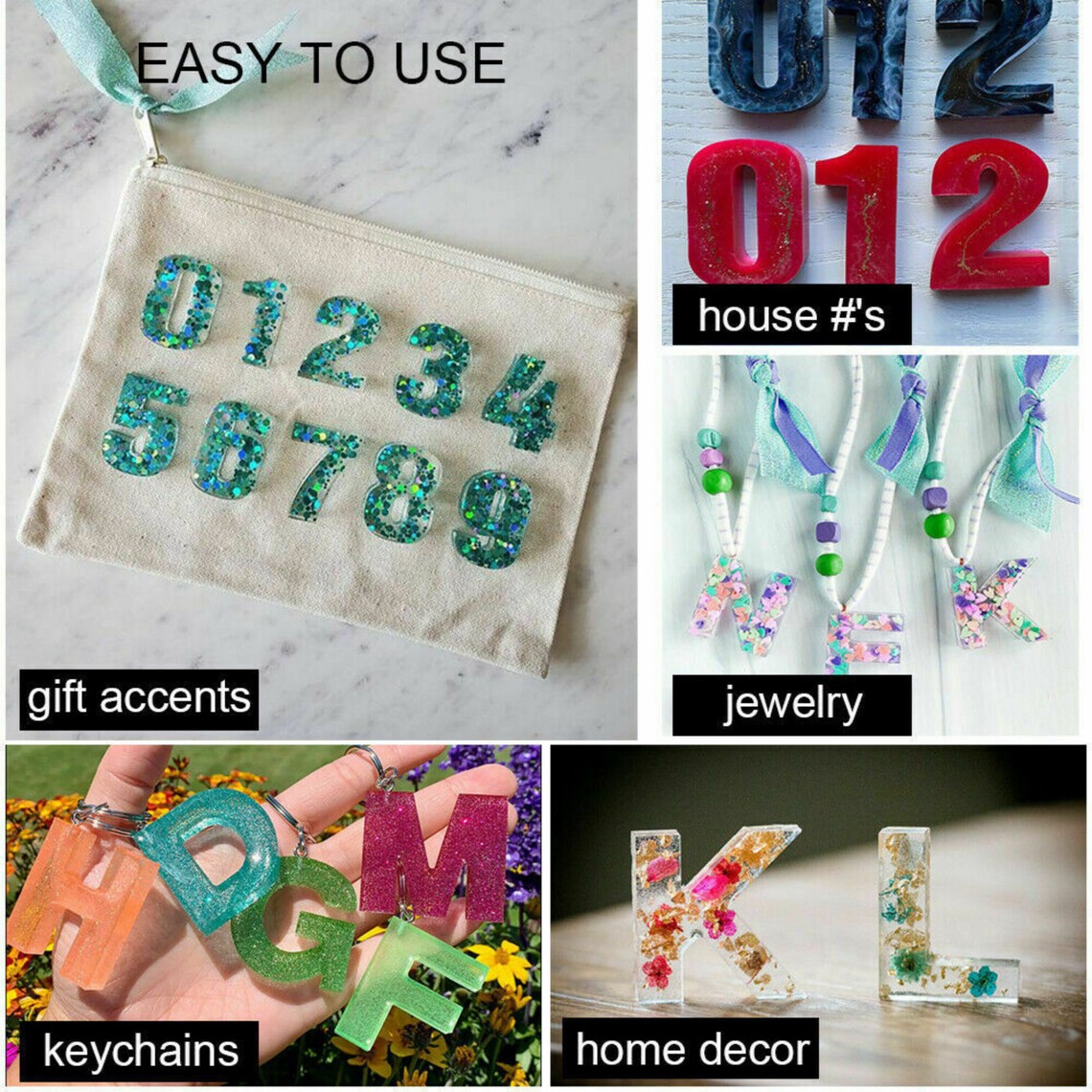 Silicona Molde DIY Alfabeto Inglés Carta Epoxy Resin Mould