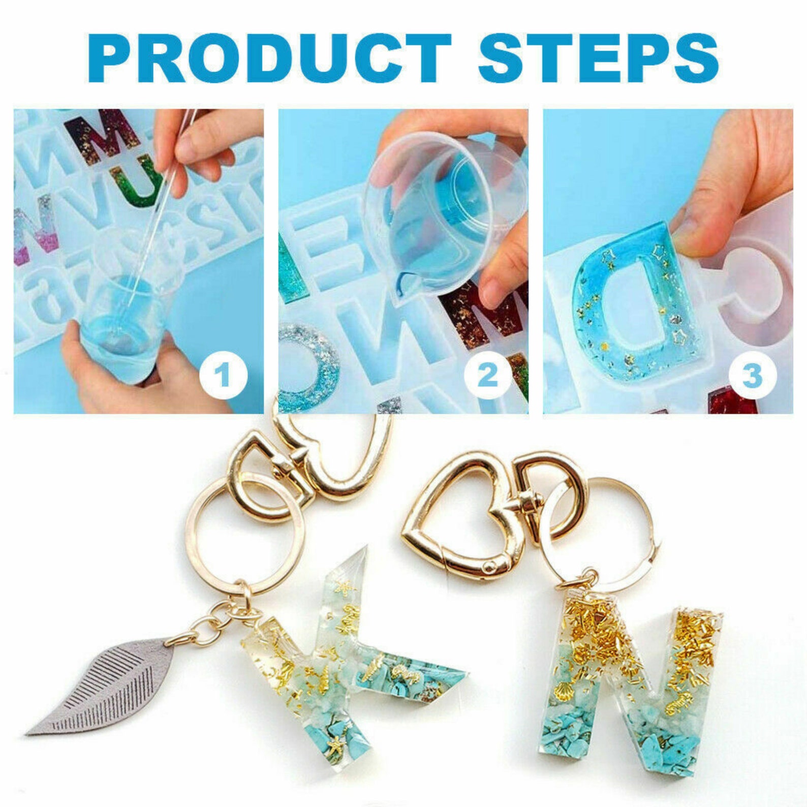Silicona Molde DIY Alfabeto Inglés Carta Epoxy Resin Mould
