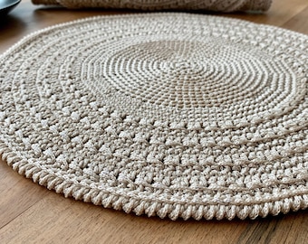 Beige Placemat Set, Round Placemat Set, Handmade Farmhouse Placemat, Everyday Crochet Placemat, Table Setting, Modern Tablemats