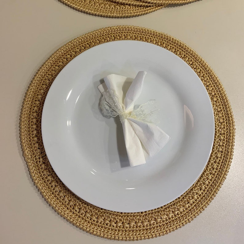 Gold Placemats Set of 4 Table Mats Round Table Placemat Etsy