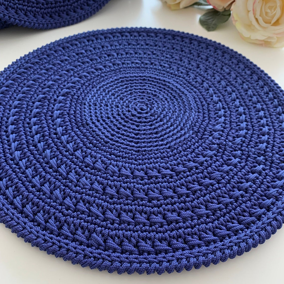 Crochet Round Place Mat Eco Friendly Dinner Plate Mat Set Etsy