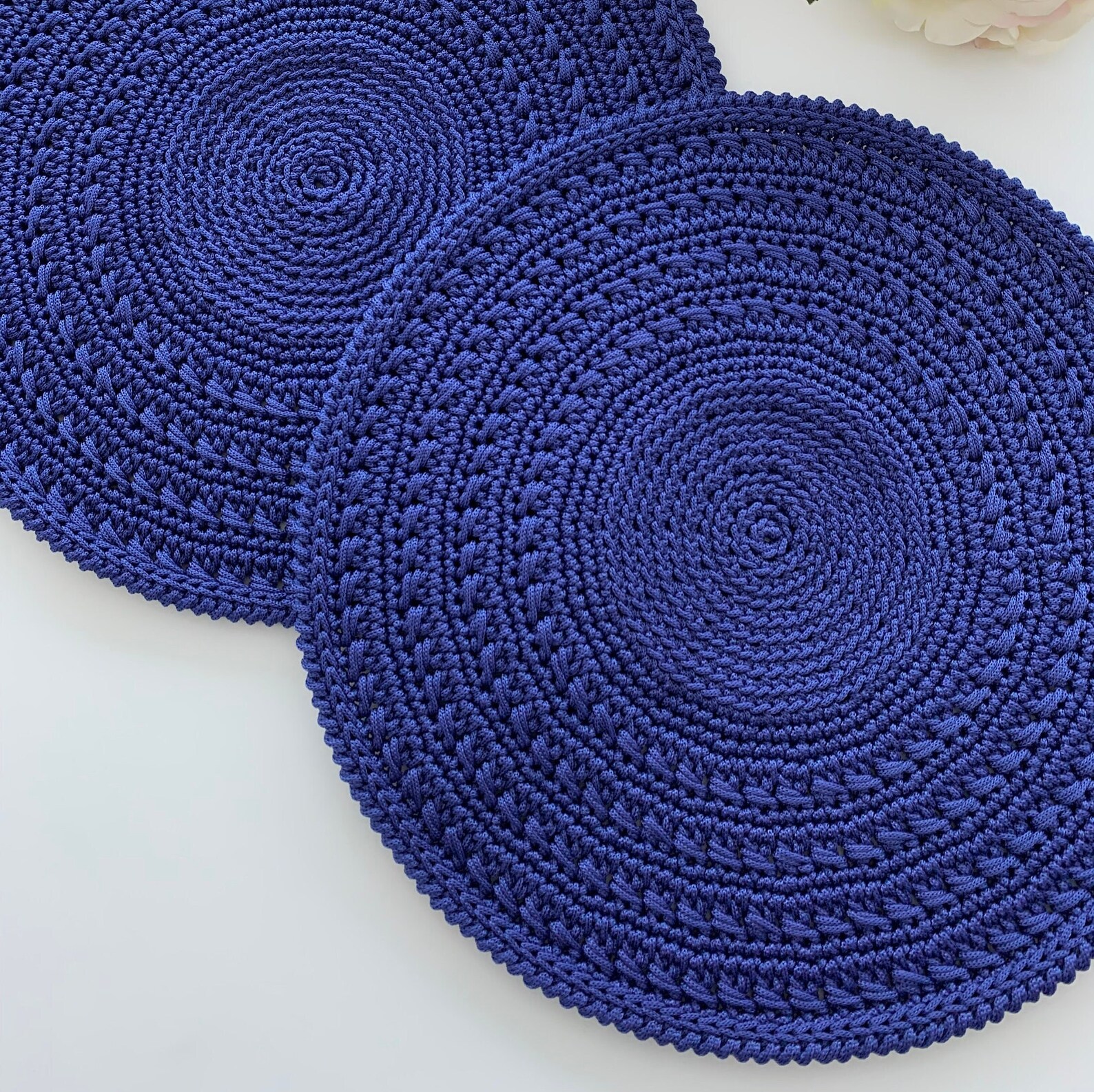 Blue Placemats, Round Placemats Set, Table Placemats 14 Inches, Modern